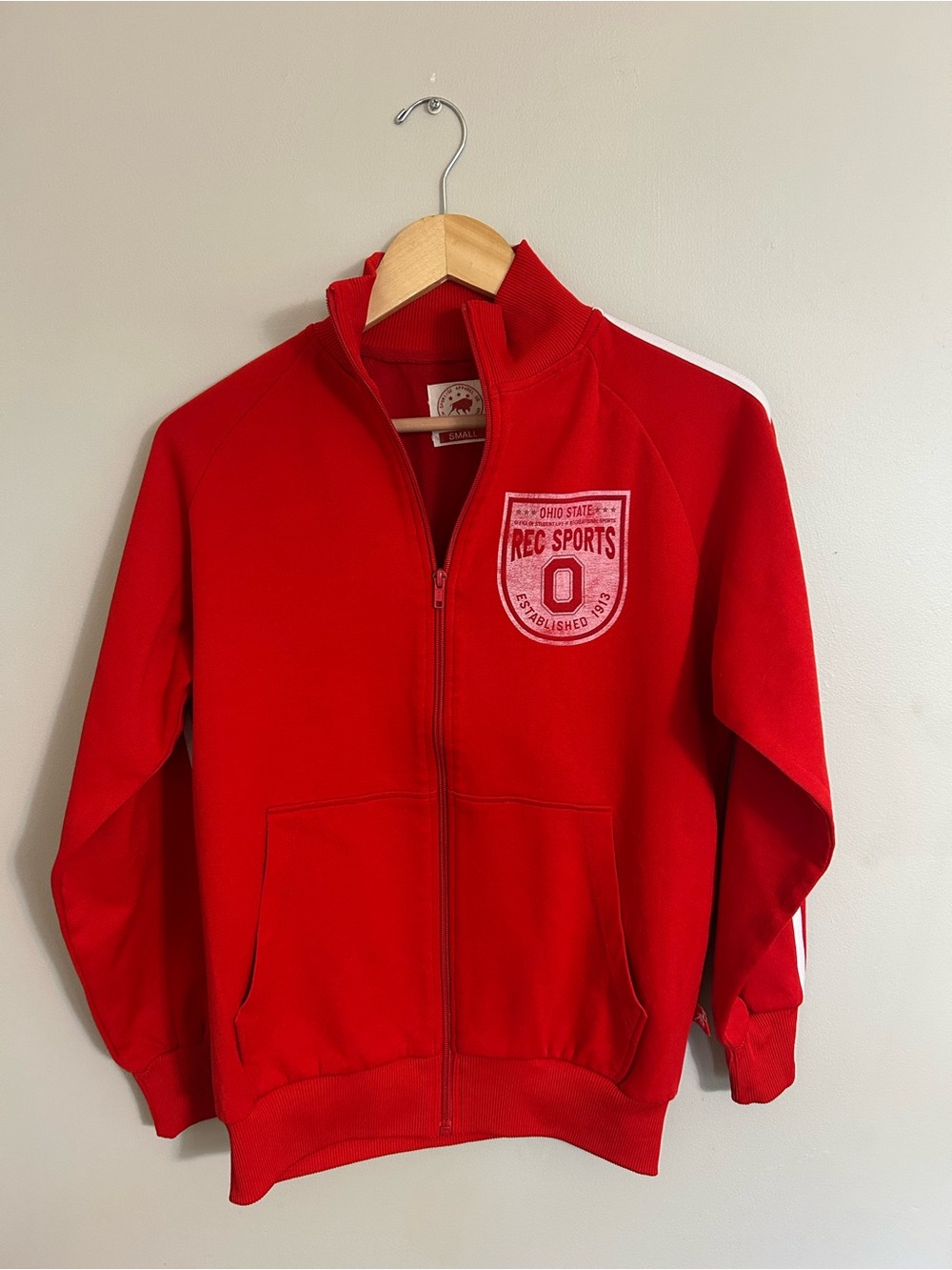 Red Full-Zip Lightweight Track Jacket with Chest Patch